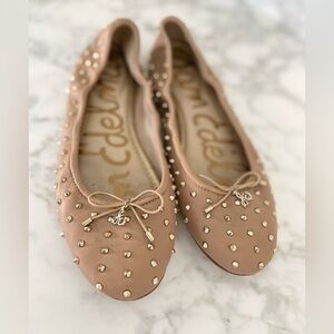 Sam Edelman Felicia Rockstud Ballet Flats Beige Studded Fanly Preppy